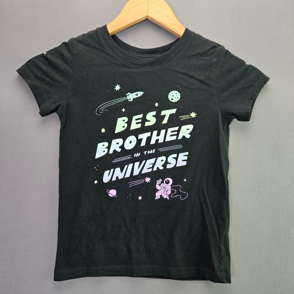 Cat & Jack Best Brother In The Universe T-Shirt 4T Black Space Graphic Tee